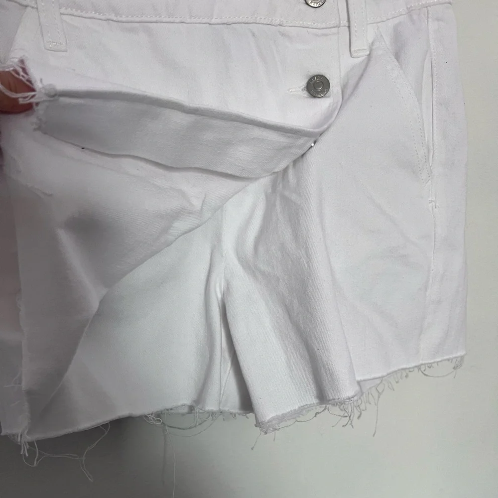 Francesca's White Three-Button Denim Skort